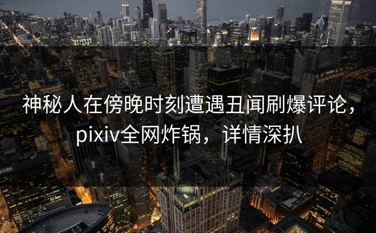 神秘人在傍晚时刻遭遇丑闻刷爆评论，pixiv全网炸锅，详情深扒